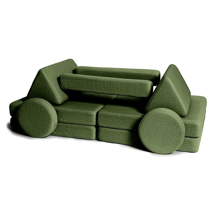Kindersofa in elegantem Flaschengrün – perfekt zum Lesen und Spielen